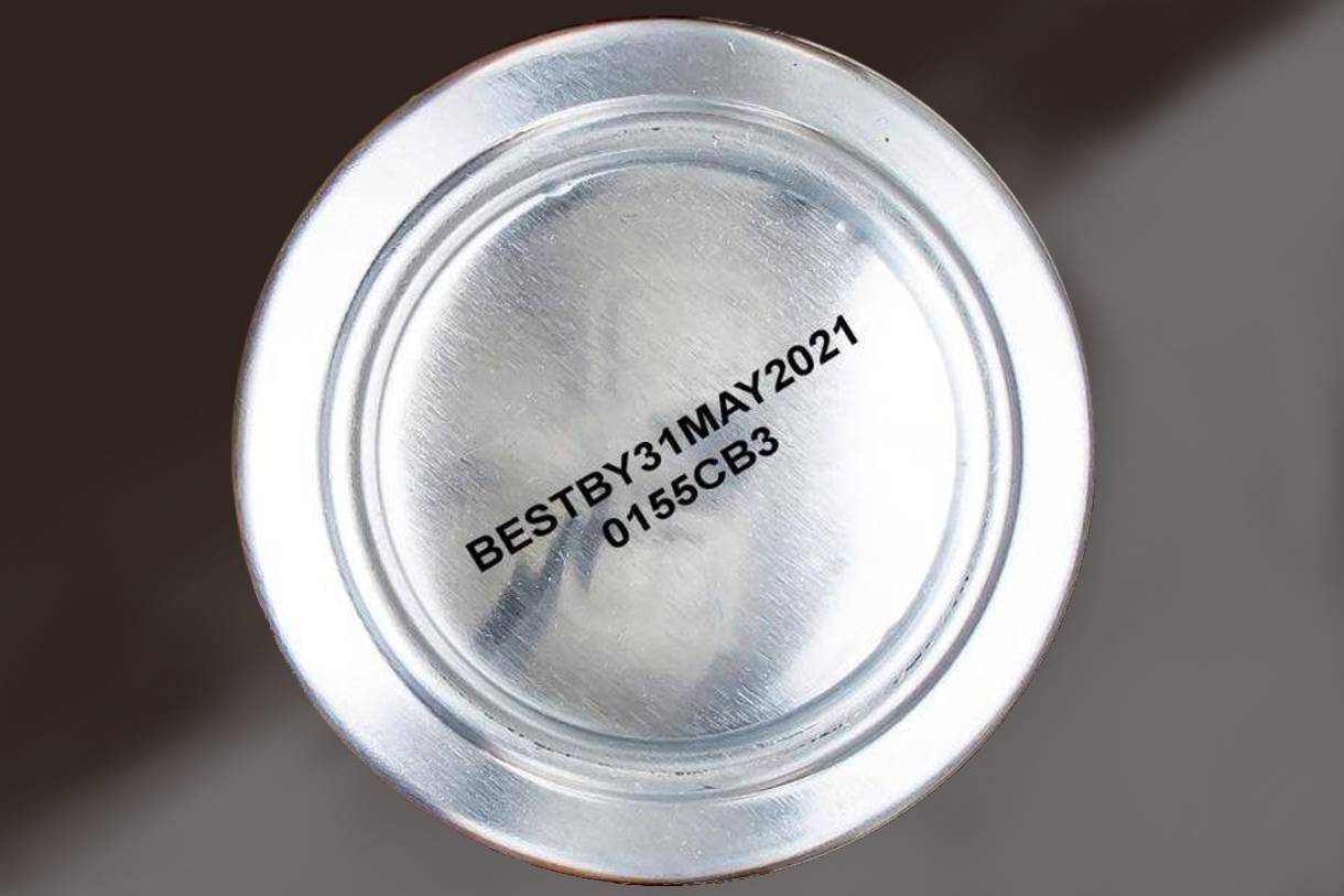 Bottom of aluminum can with marking
